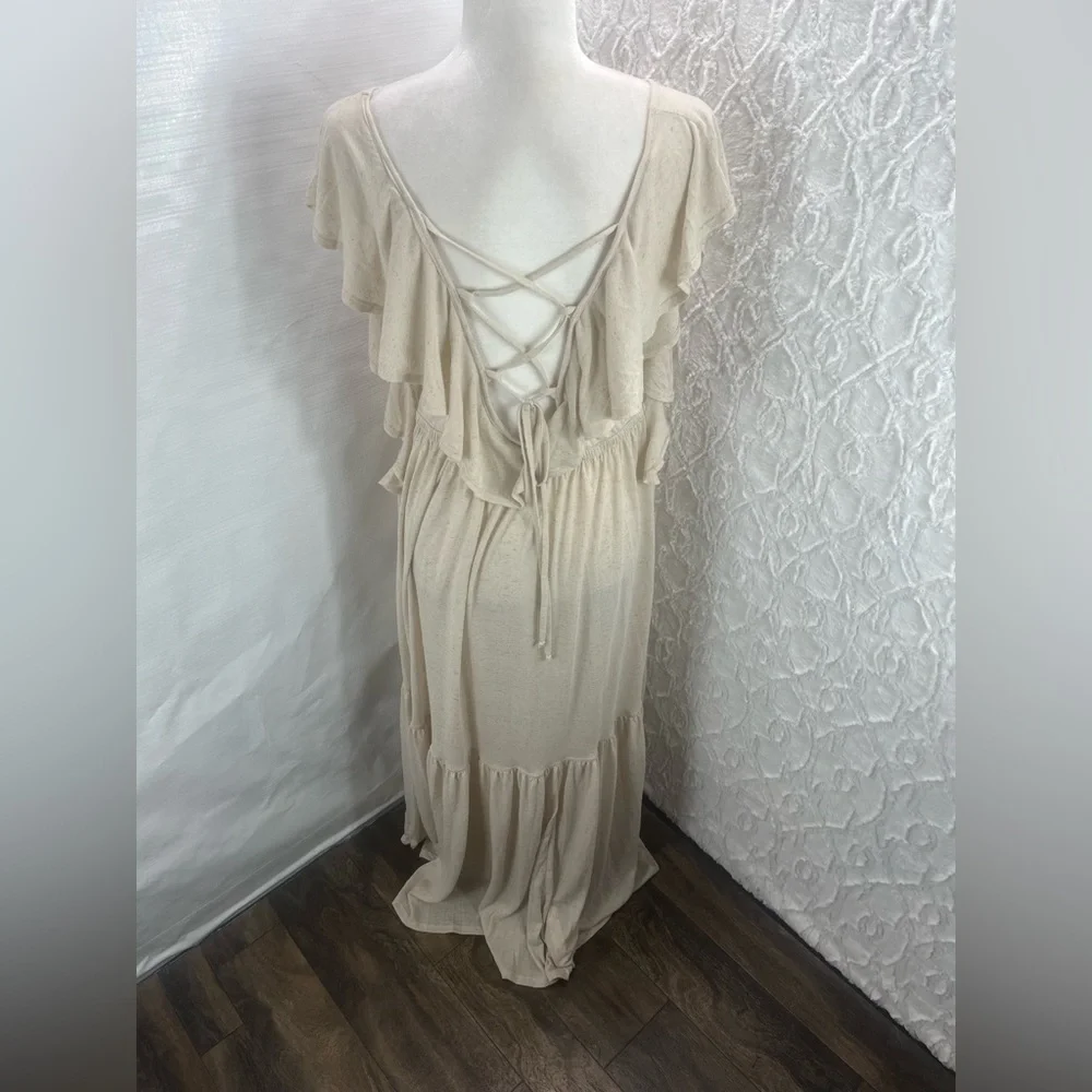 NWOT FP Free People Beach Terrazo Flounce Maxi Dress, XS Linen Blend Resort - Picture 6 of 11